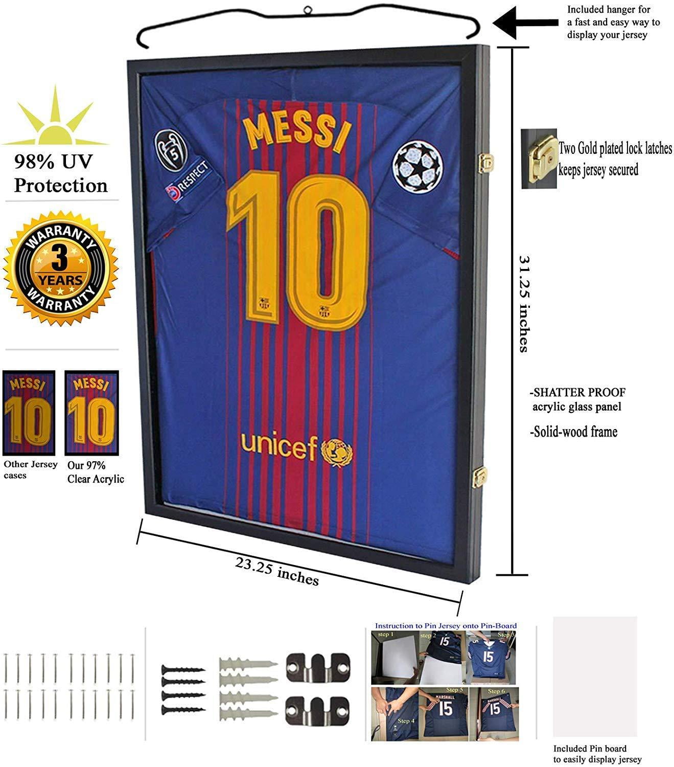 98% UV Protection Jersey Display Frame (fits NFL, Football, NHL, MLB and Rugby)